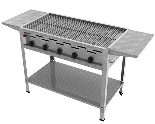 ChattenGlut Professional Gastrobräter 5-flammig Standgerät Edelstahl Stahlbrenner für Flüssiggas 980x530x800 mm (18kW Rost + Seitenablagen) ChattenGlut Professional Gastrobräter 5-flammig Standgerät Edelstahl Stahlbrenner für Flüssiggas 980x530x800 mm (18kW Rost + Seitenablagen)