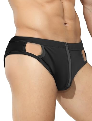 FEOYA Men Swimwear Swim Briefs Bikini Boxer Trunks Low Rise Swimsuits with Drawstring