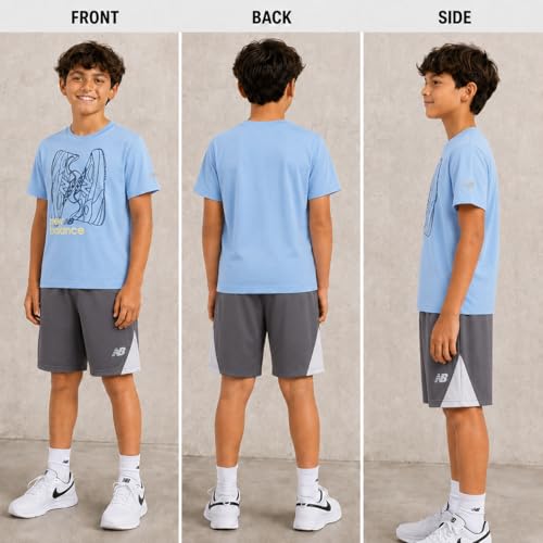 Image of New Balance Boys Athletic Shorts Set - 2 Piece Cotton Blend Jersey Shirt and Active Basketball Shorts for Boys