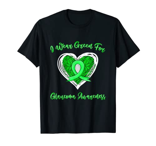 Yo uso verde para la conciencia del glaucoma corazón cinta mariposa Camiseta