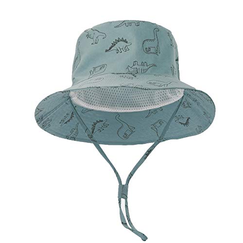 Baby Sun Hat Upf 50+ Sun Protective Toddler Bucket Hat Summer Kids Beach Hats Wide Brim Outdoor Play Hat For Boys Girls Sea Blue #TOP1