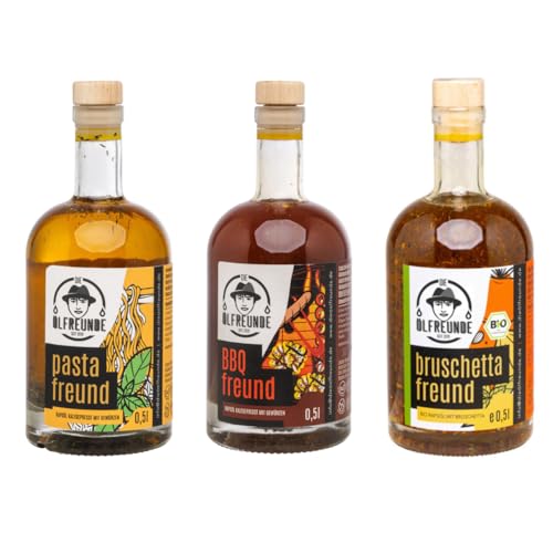 DIE ÖLFREUNDE Dolce Vita Sparset mit 3 verschiedenen Ölen | 3 Gewürzölen nativ kaltgepresst | hochwertige Öle mit Omega 3 & 6 Fettsäuren | Geschenk für Männer, Frauen, Feinschmecker für die Küche