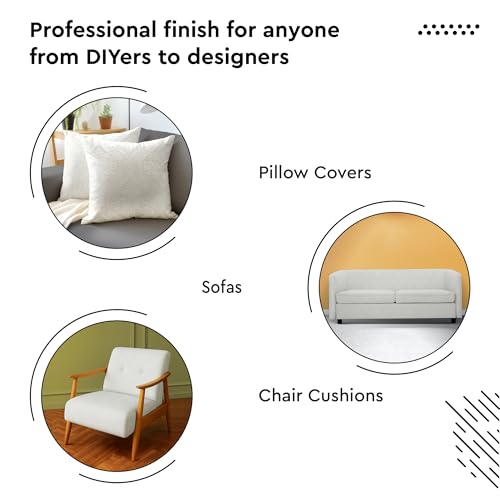 Image of Encasa XO Embossed Velvet Fabric Material by Meter Cream | Sofa Cloth Material | Unstitched Fabric for Making Cushion Cover, Sofa Cover | 175 GSM | 5 Meters, 500x150 cm