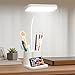 Tressify Stepless Dimming, White, U Rechargeable, Adjustable Color Temperature, Led Reading Light with Pen Holder, All Desk Lamp for Students