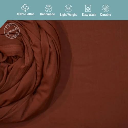 Image of Plain Mulmul Soft Cotton Fabric | Lightweight Breathable Mulmul Cloth | Super Quality Natural Cotton Fabric for Kurta, Dress, Dupatta, Lining & Craft Use (Choco Brown, 5 Meters)