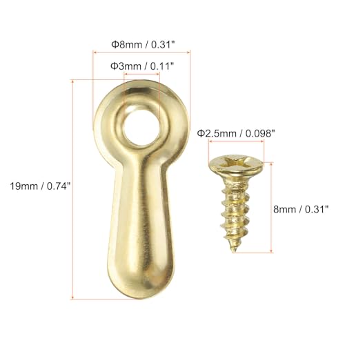 Image of HARFINGTON 100Pcs Picture Frame Backing Hardware Clips with 100Pcs Screws Photo Frame Turn Button Fasteners Picture Turn Backing Clips for Craft Hanging Pictures, Gold