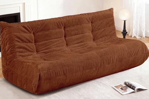 Image of Bean Bag Chair,Giant Beanbag Chairs for Adults,Comfy Large Fireside Chair Lazy Sofa,Corduroy Bean Bag Lounger with Memory Foam Filled,Floor Sofa Couch for Home,Living Room (Brown, 3-Seater)