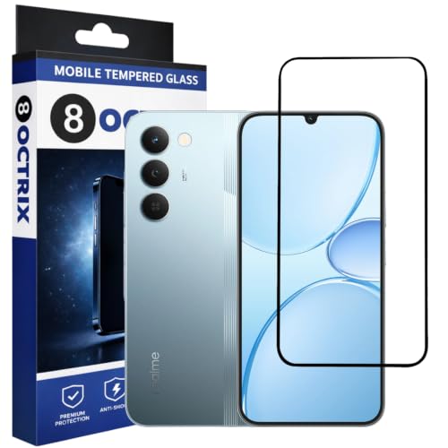 Image of OCTRIX Premium Tempered Glass Screen Protector Compatible for Realme Narzo 100 Lite with Edge to Edge Coverage - Case Friendly, Anti-Scratch & Bubble-Free Installation Kit (Pack Of 1)
