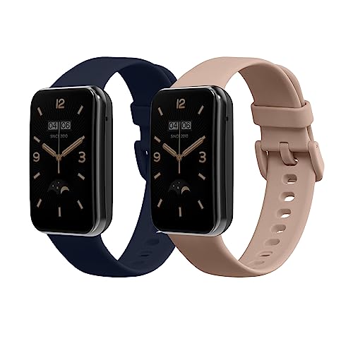 kwmobile Pulsera Compatible con Xiaomi Mi Band 7 Pro Correa - 2X Correas de Silicona Flexible - Tamaño Ajustable