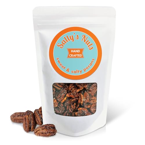 Sally's Nuts - Premium Hand Crafted Sweet & Salty Nuts - Vegan, Gluten Free, Preservative Free, Certified Kosher Hand Made in Small Batches (16oz, Pecan)