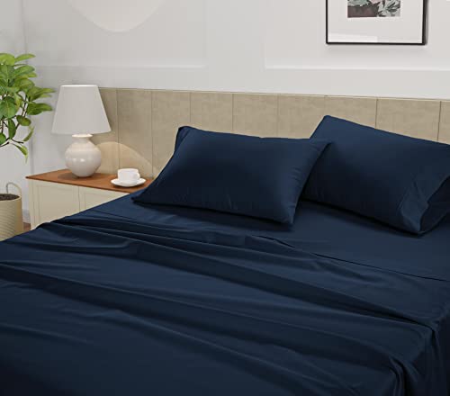Image of LANE LINEN Split King Sheet Sets for Adjustable Beds - 5 PCs, 450 Thread Count Split King Sheets Set - Sateen Weave King Split Sheets - Split Top King Sheets Set for Adjustable Bed - Estate Blue