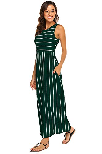 Image of Hount Women's Summer Sleeveless Striped Flowy Casual Long Maxi Dress with Pockets