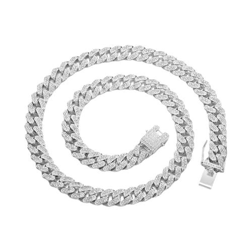 Colliers Homme et Femme Chaîne Cubaine Rap Hip hop, Collier Barbazzale Cubaine Mince Grand Robuste Grosse, 50 cm