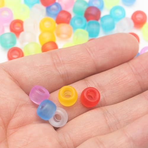 Image of Gxueshan 1000 Pcs Acrylic Plastic Candy Color Pony Kandi Pens Hair Beads 6x9mm for Friendship Bracelet Necklace Jewelry Making Braiding Kit Bulk