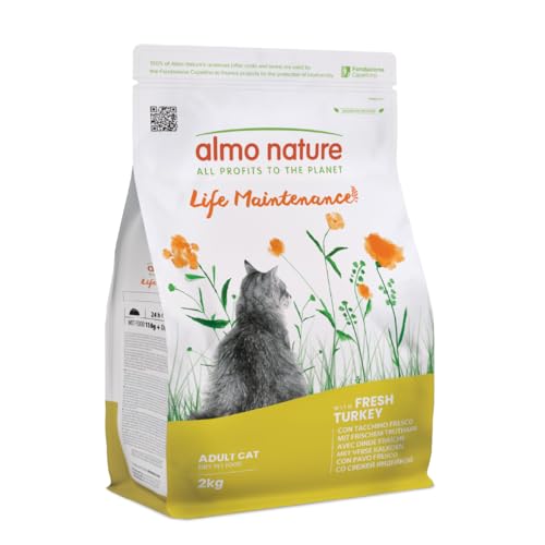 Almo Nature Life Maintenance – Crocchette per Gatti Adulti con Tacchino Fresco come 1° Ingrediente – Sacco da 2kg
