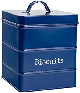 Harbour Housewares Industrial Biscuit Tin - Vintage Style Steel Kitchen Storage Caddy with Lid - Navy