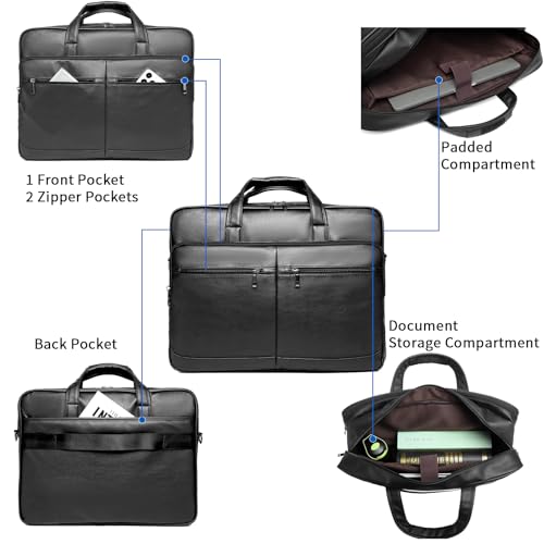 seyfocnia Men’s Leather Messenger Bag, 15.6 Inch 17.3 Inch Laptop Briefcase Satchel Computer Shoulder Bag Business Handbag2