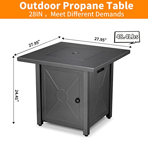 R.w.flame Fire Pit Table 28In Square Metal - Propane Fire Pit Table With Lava Rocks, Steel Fire Pit Bowl For Picnic, Bonfire Patio Garden Fireplace, 40000 Btu #TOP3
