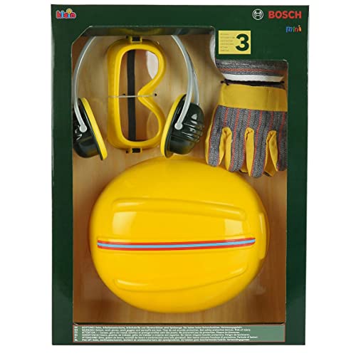 BOSCH Theo Klein 8537 Zubehör-Set | Hochwertige Arbeitshandschuhe, Brille, Ohrenschützer und Helm Design | Verpackungsmaße: 30 cm x 38 cm 10 cm | Spielzeug für Kinder ab 3 Jahren