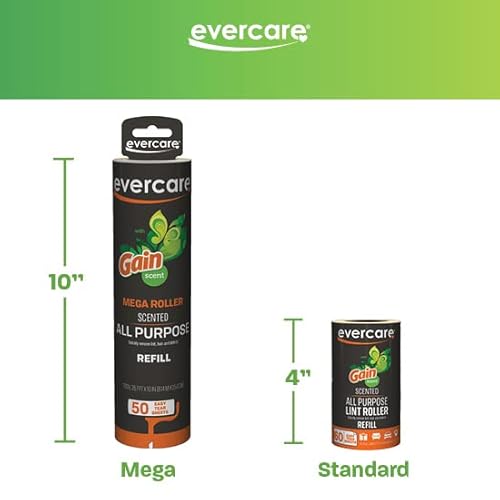 Evercare Pack Of 3 Gain Scented All-Purpose Mega Lint Roller Refill Rolls, 50 Sheets Each #TOP1