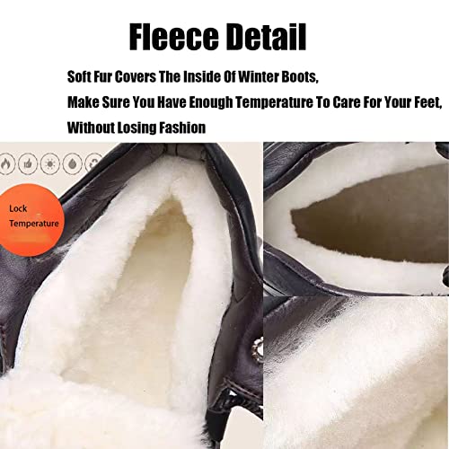 Men's Winter Fleece Warm Snow Boots Leather Ankle Booties,Casual Lace Up Sneakers Non-Slip Waterproof Walking Hiking Shoes3