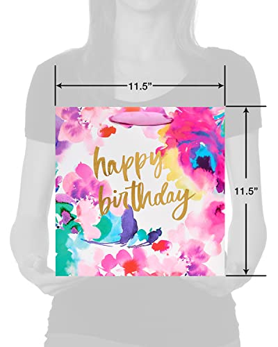Image of Papyrus 11.4 inch Large Birthday Gift Bag, Floral Watercolor (1 Bag)