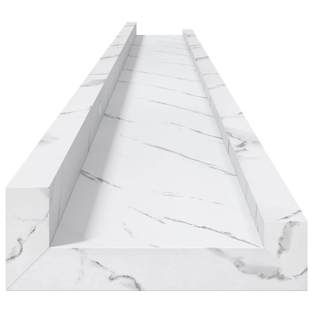 Juego de 4 estanterías de pared con aspecto de mármol blanco, estantes flotantes de madera, estantes decorativos de pared para salón, pasillo y oficina, 115 x 9 x 3 cm