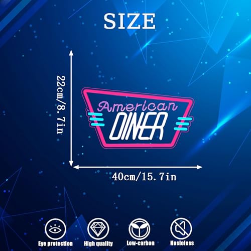 American Diner Neon Sign, Commercial Sign Neon Light LED Restaurant Light, for Kitchen Home Bar Cafe USB Powered Man Cave Decor(15.7 * 7.8 In) by Symone - Used condition - Image 5
