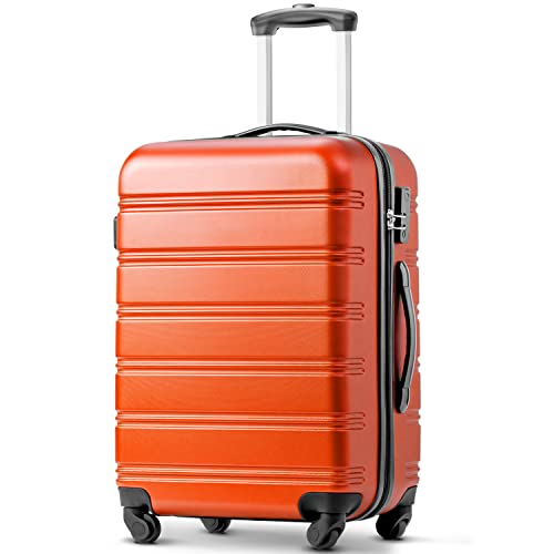 Yiiannda Yiiannda ABS Hartschalen Reise Trolley Koffer 4 Rad Gepäck Set Handgepäck, Orange, 28inch