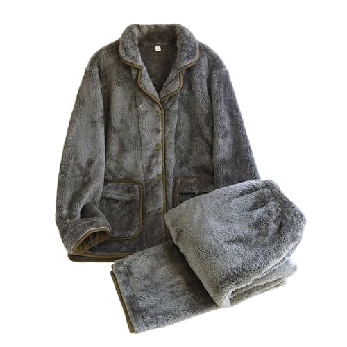 Polaire pour pyjama homme chaud : vêtements de nuit confortables manches longues à revers