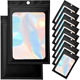 JUGLUTE Bolsas Holográficas 9 x 12 cm, 400 Piezas Bolsitas con Cierre Hermético Resellable, Bolsas para Dulces y Regalos, Negro Premium...