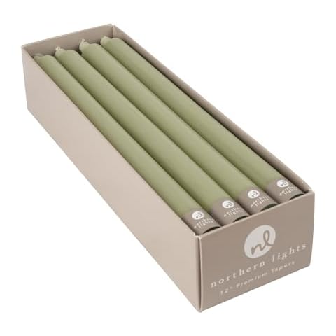 Northern Lights Candles - 12" 12pk Tapers - Sage Green - 72761 Cover