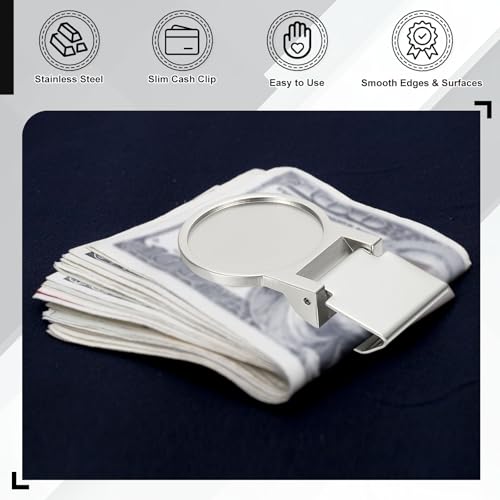PATIKIL Stainless Steel Money Clip, Metal Slim Wallet Clip for Men Round Blank Money Holder Minimalist Front Pocket Wallet for Credit Card Business Card3