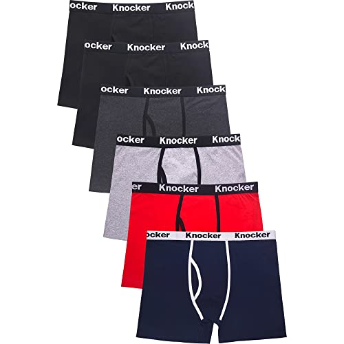 Knocker Men's 4 Pack of Stretch Cotton Color Boxer Briefs