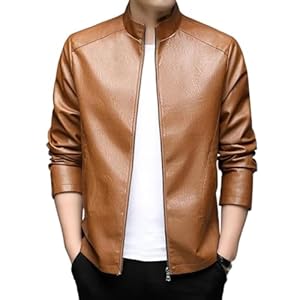 CHUNYU Casual mode klassieke faux pu mode leren jas heren bruine jassen herenkleding (Color : D, Size : 4XL code)