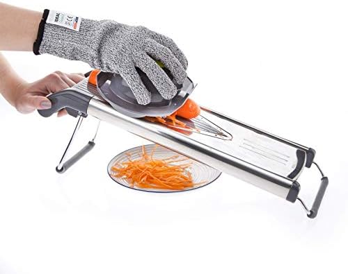 Ideal Pro V Slicer Mandolin, 6 in 1 V Blade Vegetable Cutter, Shredder, Grater, Julienne. Stainless Steel Best for Potato, Onion, Cabbage, Fruit, Chips. Professional Mandoline for Chef