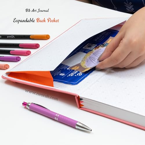 Image of NEORAH - B5 - ART JOURNAL | 200Gsm Dotgrid Notebook |160 Pages(25.0 x 17.5 cm) | Lay Flat |Hard Cover Bullet - Journal|3 Bookmarks |Elastic Closure | Inner BackPocket | Ideal-Junk Journal (PINK)