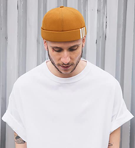 Glamorstar Dome Brimless Hats For Women Men Sailor Docker Beanie Cap Hip Hop Hats Yellow #TOP1