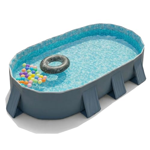 YYW Foldable Family Pool for Kids & Adults - Portable Large Kiddie Swimming Pool for Indoor/Outdoor Garden Backyard Summer Parties (Cloud Ink Gray, 115")