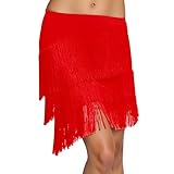 Generisch Damen Tanzröcke Erwachsene Fransen Rock Einfarbig Modisch Partyrock Freizeitrock Unregelmäßige Minirock Sommerrock Faschings Bühne Kleidung Quaste Bauchtanzrock Fransenrock
