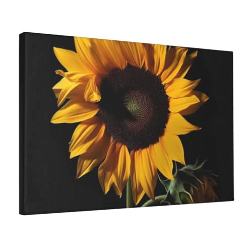 Impression sur toile tournesol fond noir pour raviver un mur blanc vide 30x45
