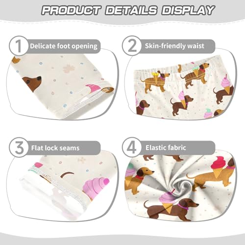 Funny Dachshund Ice Cream Girls Leggings Soft Stretch Workout Yoga Dance Pants for Kids Casual Tights3