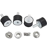 BOPOREAE 4 Pcs M8 30 x 20 mm Rubber Isolator Mounts Single Stud Shock Absorber with 4 Pcs Locknuts, Cylindrical Anti Vibration Isolation Damping Mounts for Compressors Pumps Generators Motor Engines