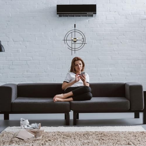 Image of Designer Metal Wall Clock for Living Room | Antique Stylish Fancy Decorative Big Size Wall Watch for Bedroom, Office, Kitchen, Dining, Hall and Decor (Black(ST-8), 40CM)