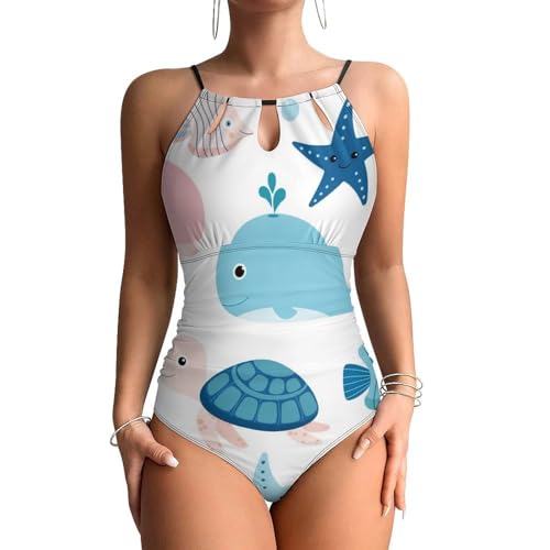 Maillot de bain une pièce imprimé poisson idéal pour la plage