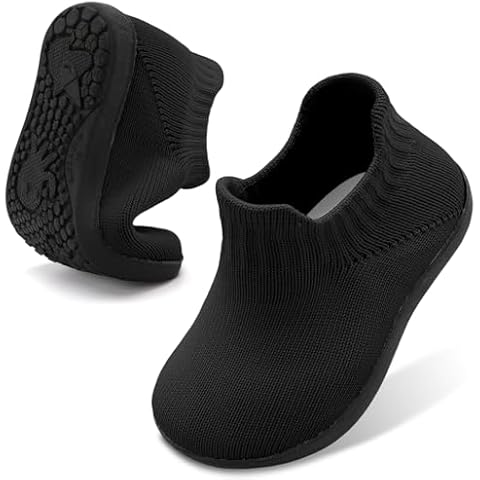Centipede Demon Breathable Sock Shoes for Toddler Girls Boys Barefoot House Slippers Indoor Outdoor Walking Shoes Slipper Sneakers with Rubber Sole 3.5-4.5 Toddler Solid Black Cover