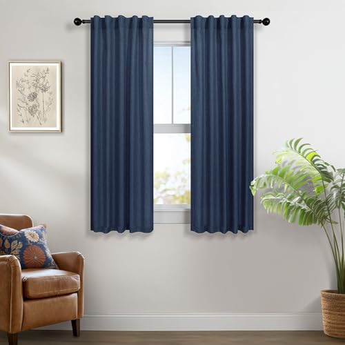 Pitalk Navy Blue Curtains 38 Inch Wide for Small Window