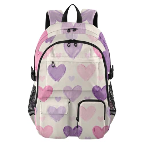 Mochila para hombres de 17.5 pulgadas de negocios viaje grande con diseño de corazón rosa