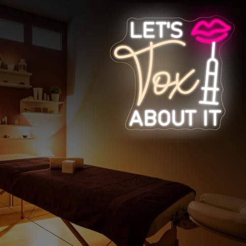 Image of Let's Tox about it Neon Sign Botox LED Light Injector Spa Studio Decor | USB Powered Dimmable Beauty Spa Sign Medspa Decoration Business Open Welcome Wall Art, 14.6 inchx13.4 inch
