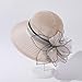 Womens Organza Church Derby Hat Fashion Wide Brim Hats Breathable Elegant Hat Classic Hats for Wedding Tea Party Beige